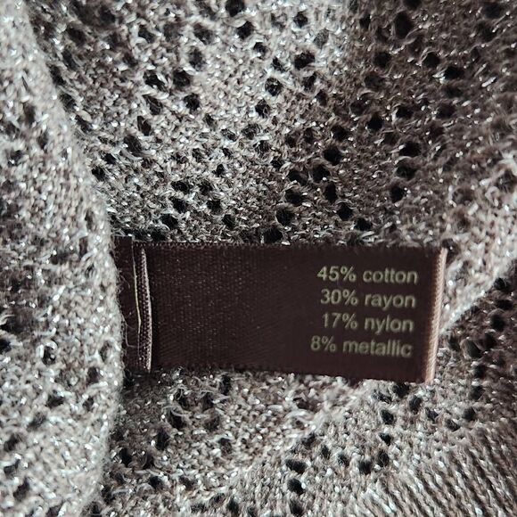 The Limited Taupe Open Knit Sweater with Metallic Gold Accents Size Medium - Picture 8 of 9